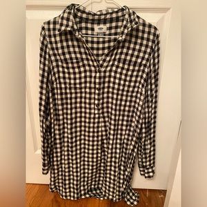 Black and White Plaid Shirt Dress